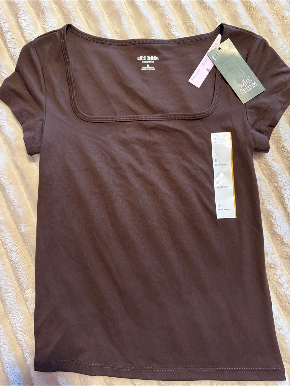 wild fable Chocolate Brown Square Neck Short Sleeve Tee